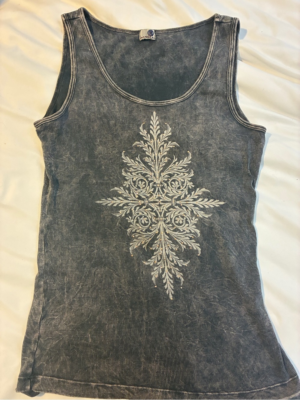 Women’s Washed Black Graphic Tank Top - Y2K esthetic